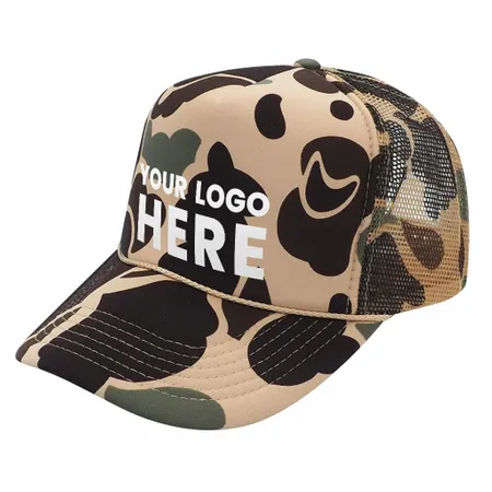 Nissun CSC - Foam Trucker Camo Hat, 5-Panel Camouflage Cap - Custom Coasters Now