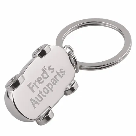 Intricate Car-shaped Metal Keychain - Custom Coasters Now