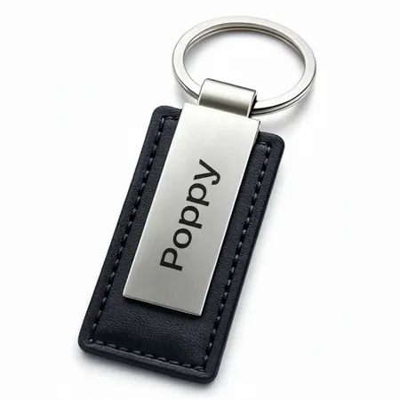 Rectangle Leather & Metal Keychain - Custom Coasters Now