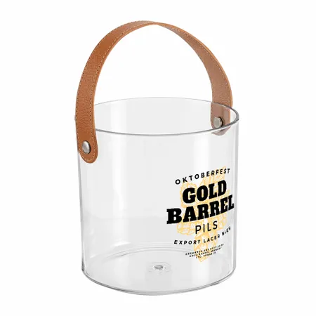 Leather-Strap Clear Drink Buckets - Custom Coasters Now