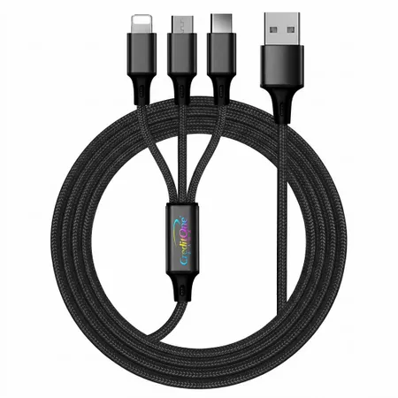 Nylon Braided 3-in-1 Charging Cables - Custom Coasters Now