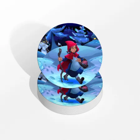 Red Riding Hood and Wolf Coaster - Custom Coasters Now