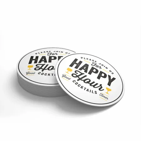 White Happy Hour Cocktails Coaster - Custom Coasters Now