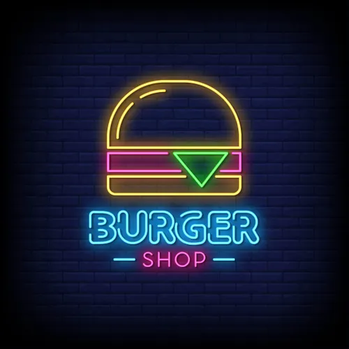 Burger Shop Neon Sign - Custom Coasters Now