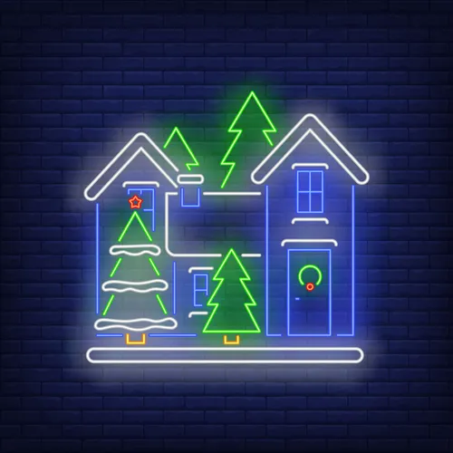 Christmas House Neon Sign - Custom Coasters Now