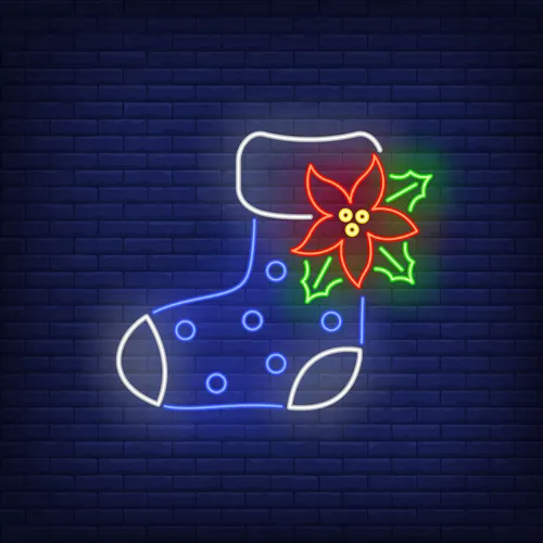 Boot Sock with Ponsettia Flower Neon Sign - Custom Coasters Now