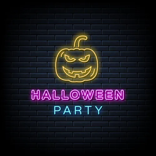 Halloween Party Neon Sign with Pumpkin - Custom Coasters Now