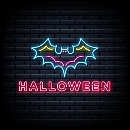 Halloween Neon Sign with Bat - Custom Coasters Now