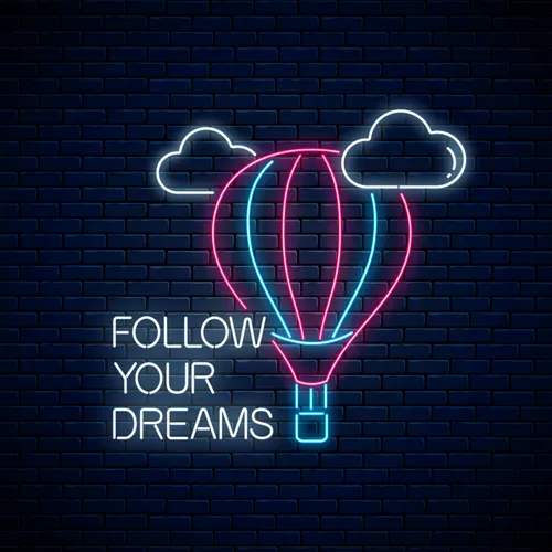 Follow Your Dreams With Hot Air Balloon Neon Sign - Custom Coasters Now