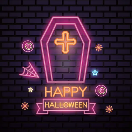 Pink Halloween Coffin Cross Neon Sign - Custom Coasters Now