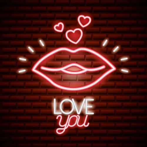 Lips with Love You Neon Sign - Custom Coasters Now