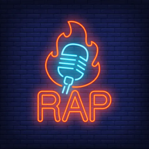 Rap Microphone Flame Neon Sign - Custom Coasters Now