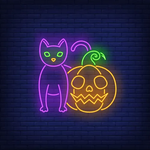 Scary Pumpkin Cat Neon Sign - Custom Coasters Now