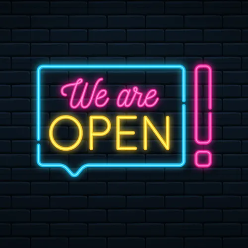 We Are Open Neon Sign - Custom Coasters Now
