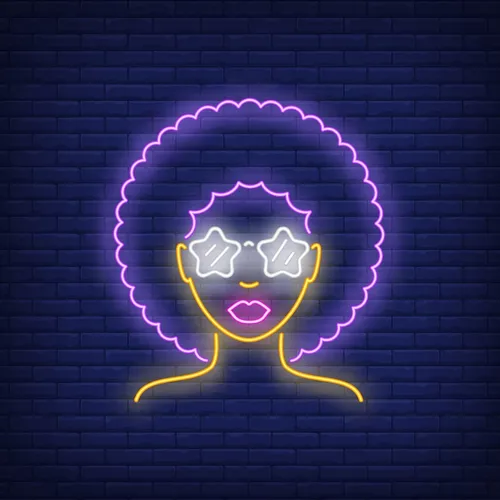 Afro Retro Girl Neon Sign - Custom Coasters Now