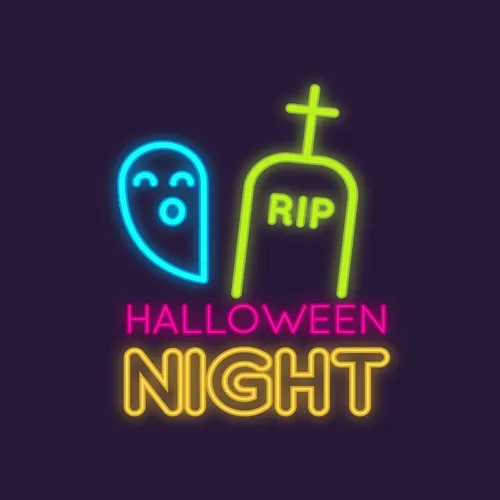 RIP Ghost Halloween Night Neon Sign - Custom Coasters Now