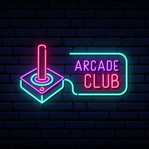 Retro Joystick Arcade Club Neon Sign - Custom Coasters Now