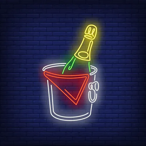 Wine in Ice Bucket Neon Sign - Custom Coasters Now