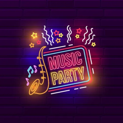 Music Party Neon Sign - Custom Coasters Now