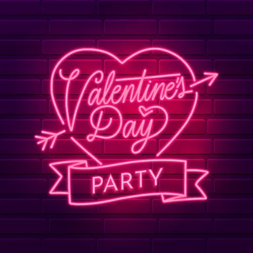 Valentines Day Party Neon Sign - Custom Coasters Now