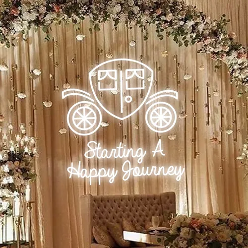 Starting A Happy Journey Neon Sign - Custom Coasters Now