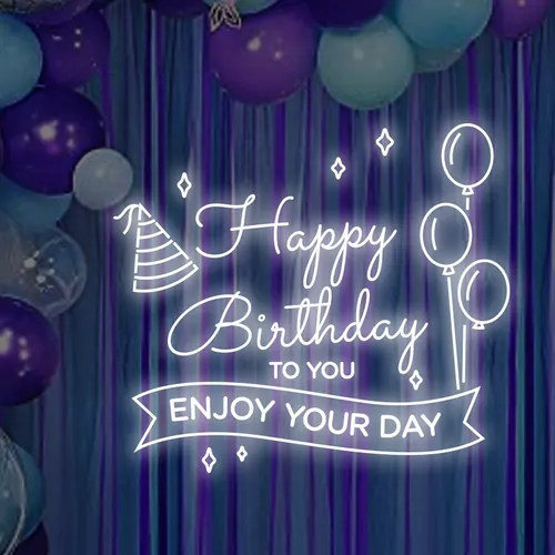 Happy Birthday Enjoy Your Day Neon Sign - Custom Coasters Now