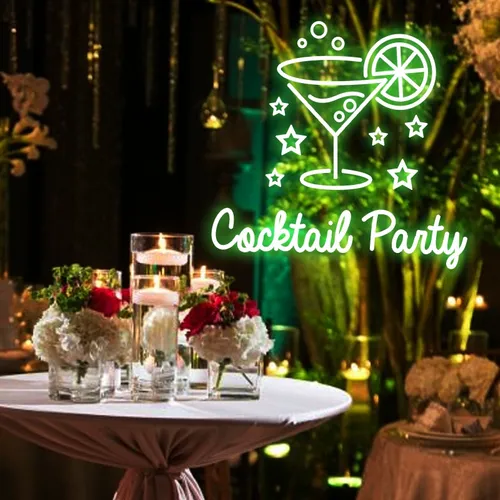 Cocktail Party Neon Sign - Custom Coasters Now