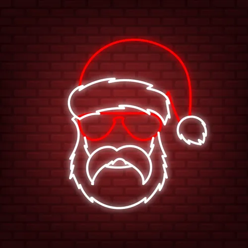 Hipster Santa Neon Sign - Custom Coasters Now