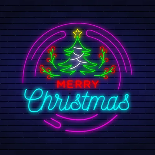 Merry Christmas Flower Tree Neon Sign - Custom Coasters Now