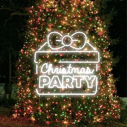 Christmas Party Gift Box Neon Sign - Custom Coasters Now