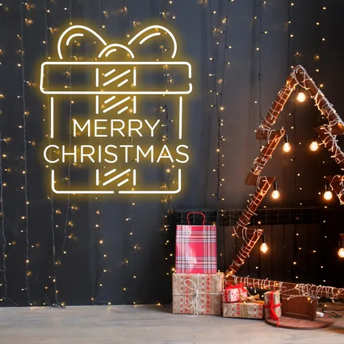 Merry Christmas Gift Neon Sign - Custom Coasters Now
