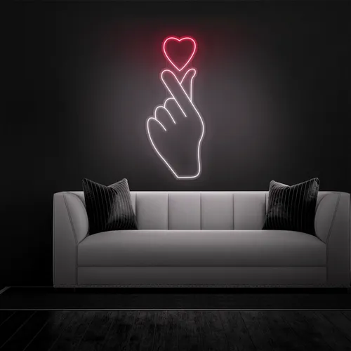 Finger Heart Neon Sign - Custom Coasters Now