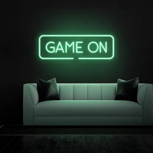 GAME ON Greeny Neon Sign - Custom Coasters Now