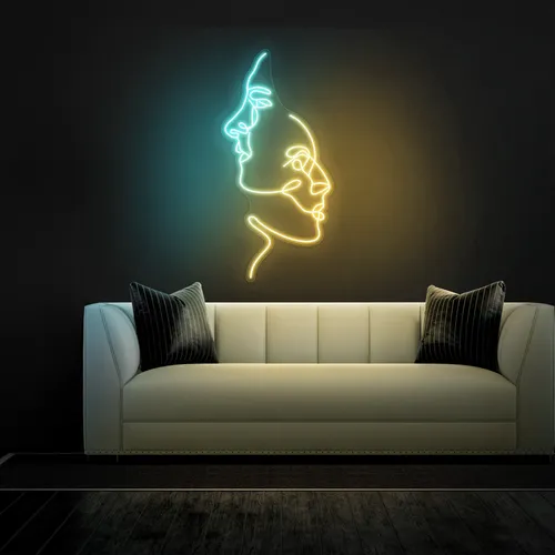 TWO FACE Graphic Neon Sign - Custom Coasters Now