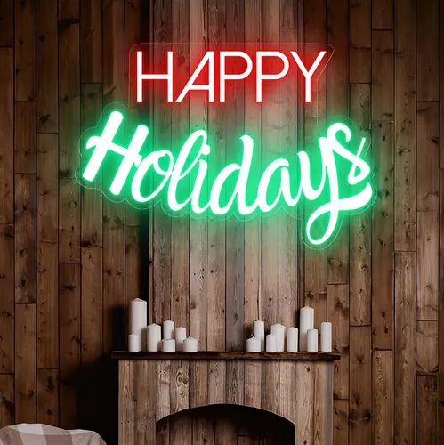 Happy Holidays Neon Sign - Custom Coasters Now