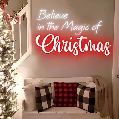 Believe in the Magic of Christmas Neon Sign - Custom Coasters Now