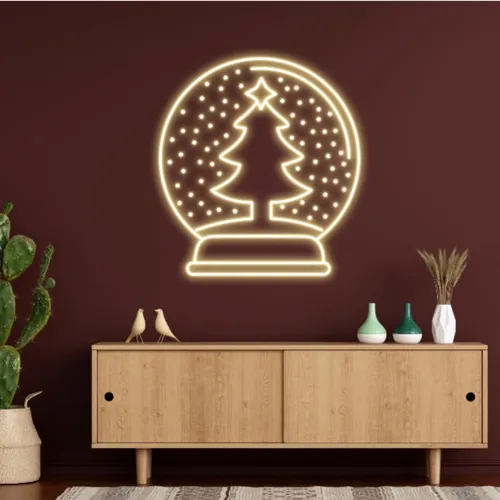 Warmie Merry Christmas Snowglobe Neon Sign