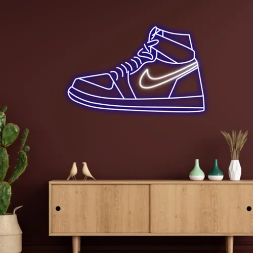 Sneaker Blue White Neon Sign - Custom Coasters Now