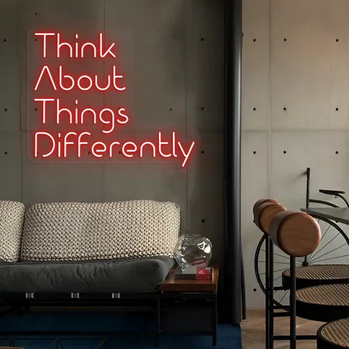 Think About Things Differently LED Neon Sign - Custom Coasters Now