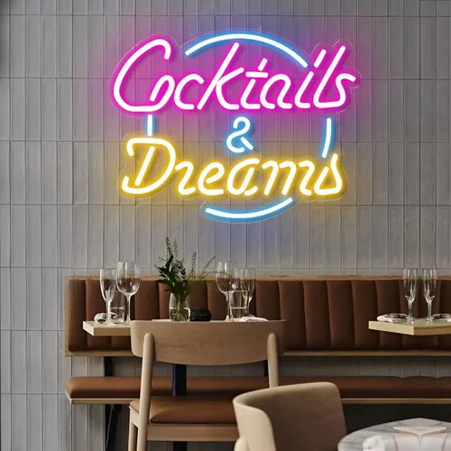Cocktails and Dreams LED Neon Sign - Custom Coasters Now