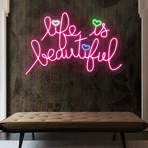 Life Is Beautiful Neon Sign - Custom Coasters Now