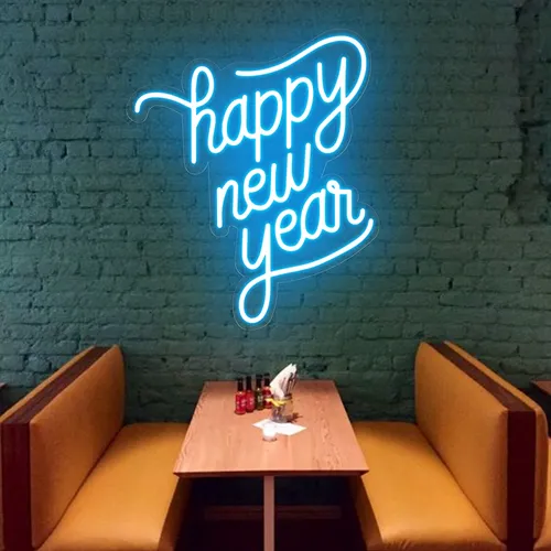 Happy New Year Neon Sign - Custom Coasters Now