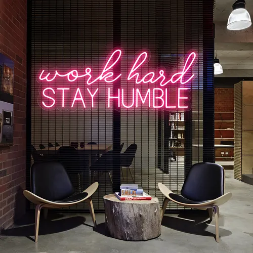 Work Hard Stay Humble Neon Sign - Custom Coasters Now