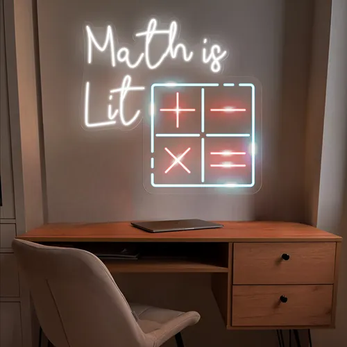 Math Is Lit Neon Sign - Custom Coasters Now