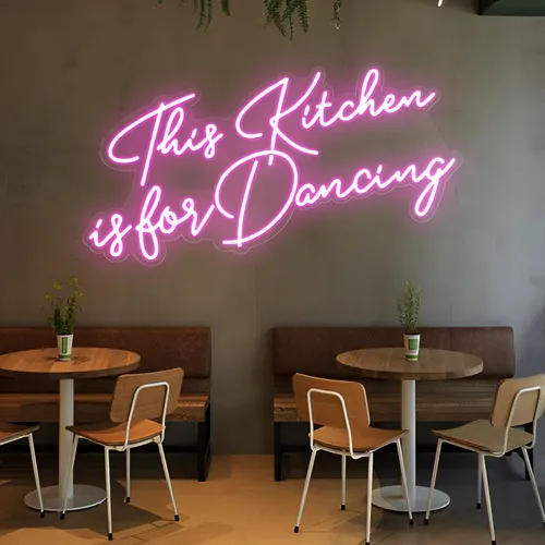 This Kitchen is for Dancing Neon Sign - Custom Coasters Now