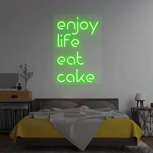 Enjoy Life Eat Cake Neon Sign - Custom Coasters Now