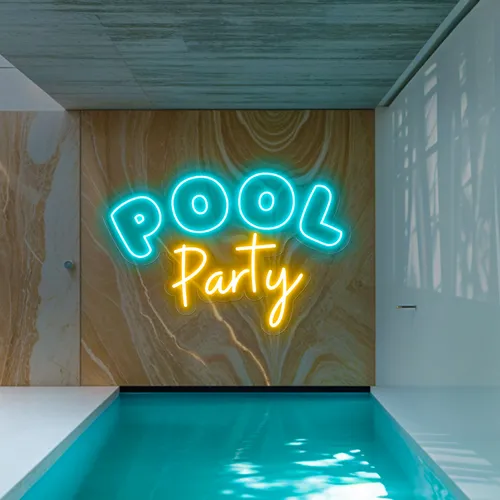 Pool Party Large Neon Sign - Custom Coasters Now