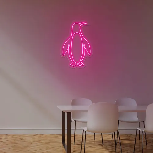 Cute Penguin Neon Sign - Custom Coasters Now