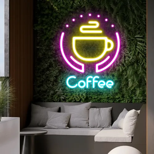 Captivating Coffee Neon Sign - Custom Coasters Now
