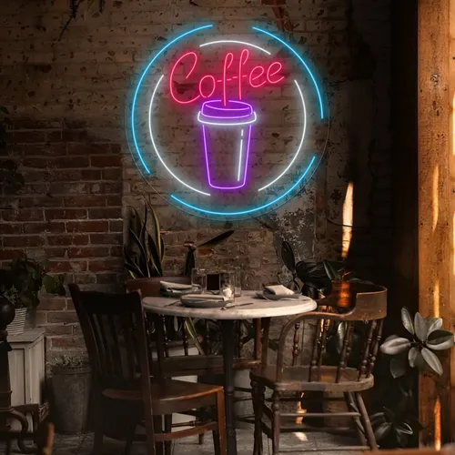 Custom Coffee Cup Neon Sign - Custom Coasters Now